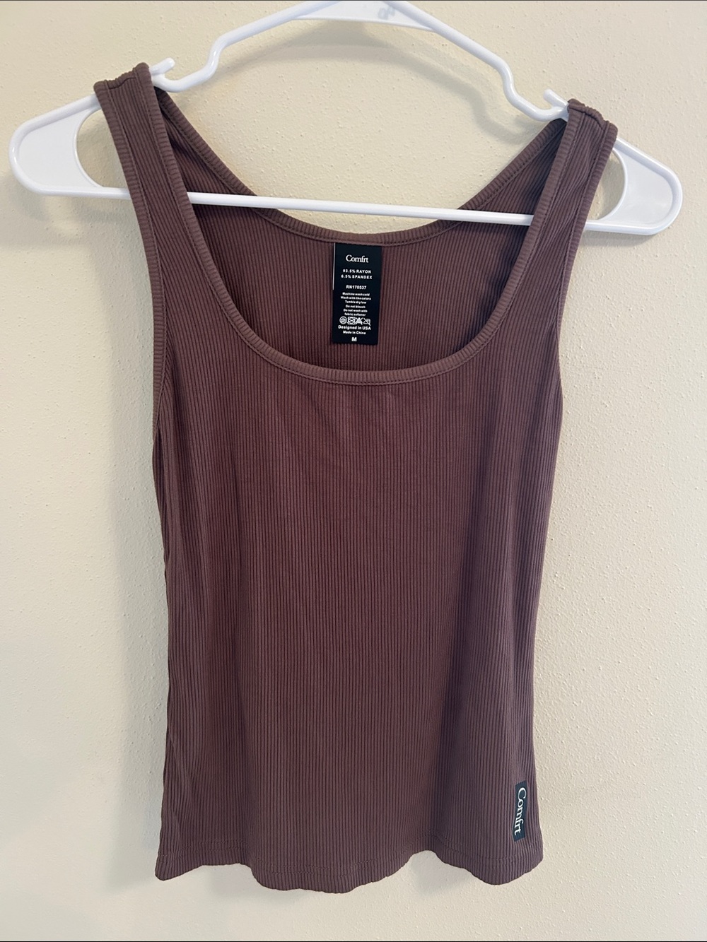 Comfit Ribbed Tank Top — Chocolate Brown